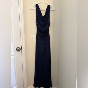 Windsor Navy Blue Draped Maxi Dress Size Medium